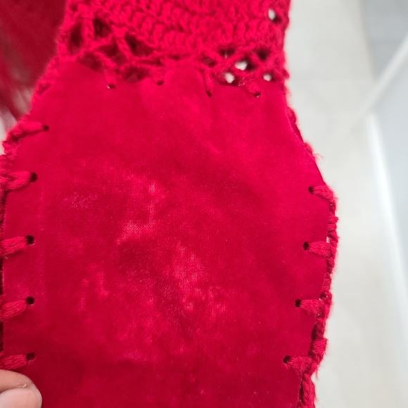 Boho Suede & Crochet Fringe Top - Size M - Picture 4 of 6